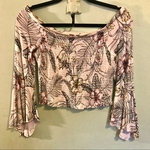 Boho bell sleeve crop top